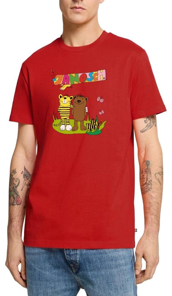 Spreadshirt Janosch Tiger und Bär Freundschaft Männer Premium T-Shirt, L, Rot