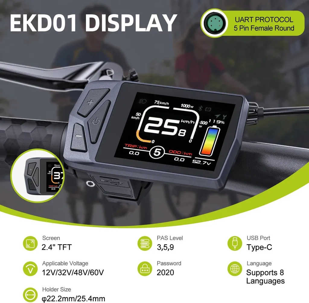 Afficheur étanche IP67 pour BAFANG, modèle EKD01 Bluetooth 0-9 PAS