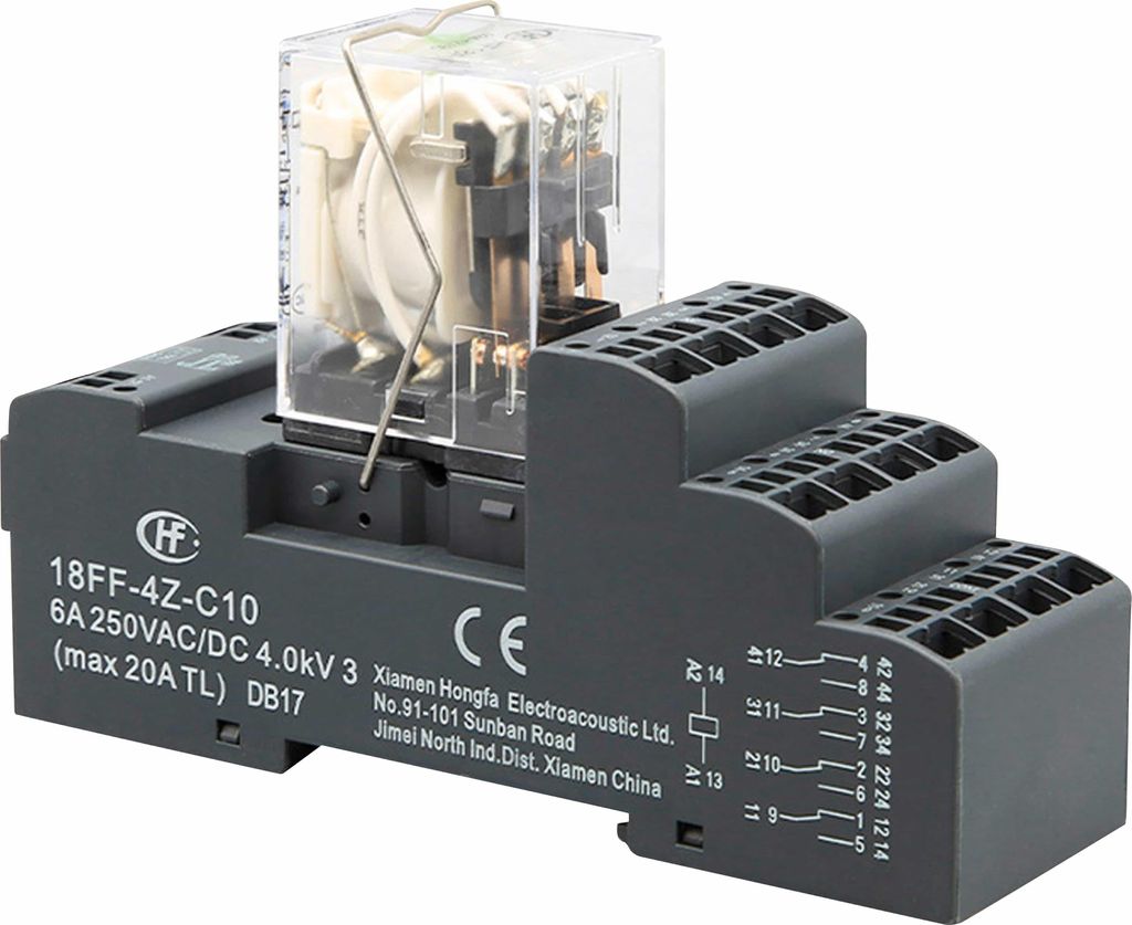 HONGFA Relaissockel 18FF-4Z-C10, Push-In