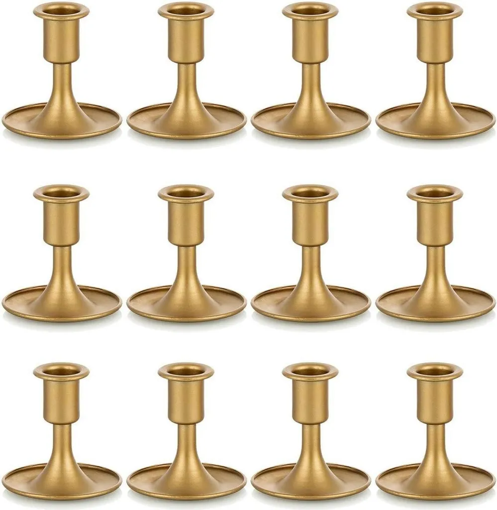 Set 12 Candelabri Oro Minimalisti per Soggiorno e Arredo Tavola
