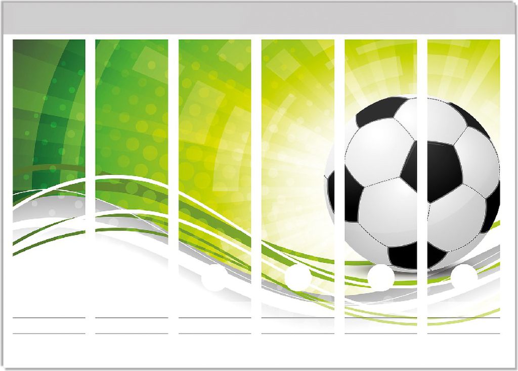 Wallario Ordnerrücken Sticker, selbstklebend für breite Ordner, 6 Stück, Motiv Fußball - grün weiße Wellen Muster
