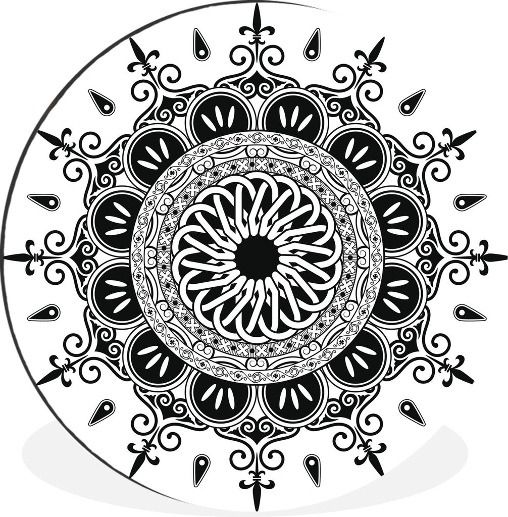 MuchoWow Aluminium Wandkreis Mandala mit gotischen Ornamenten Ø 30 cm Wanddeko Modern Wohnzimmer - Wand Bild - Wohnzimmer - Runde Bilder - Alubi...