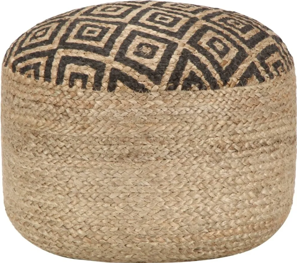 Pouf fait main Noir 45x30 cm en Jute Tressée - Repose-pied Rond Chic