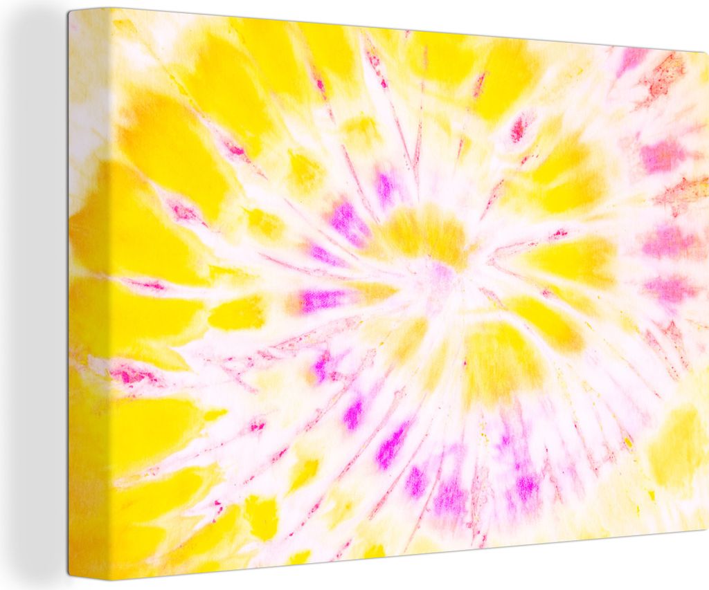 OneMillionCanvasses - Leinwandbilder - 150x100 cm, Sommer - Krawattenfärbung - Gelb, Wandbilder Kunstdruck Wanddekoration