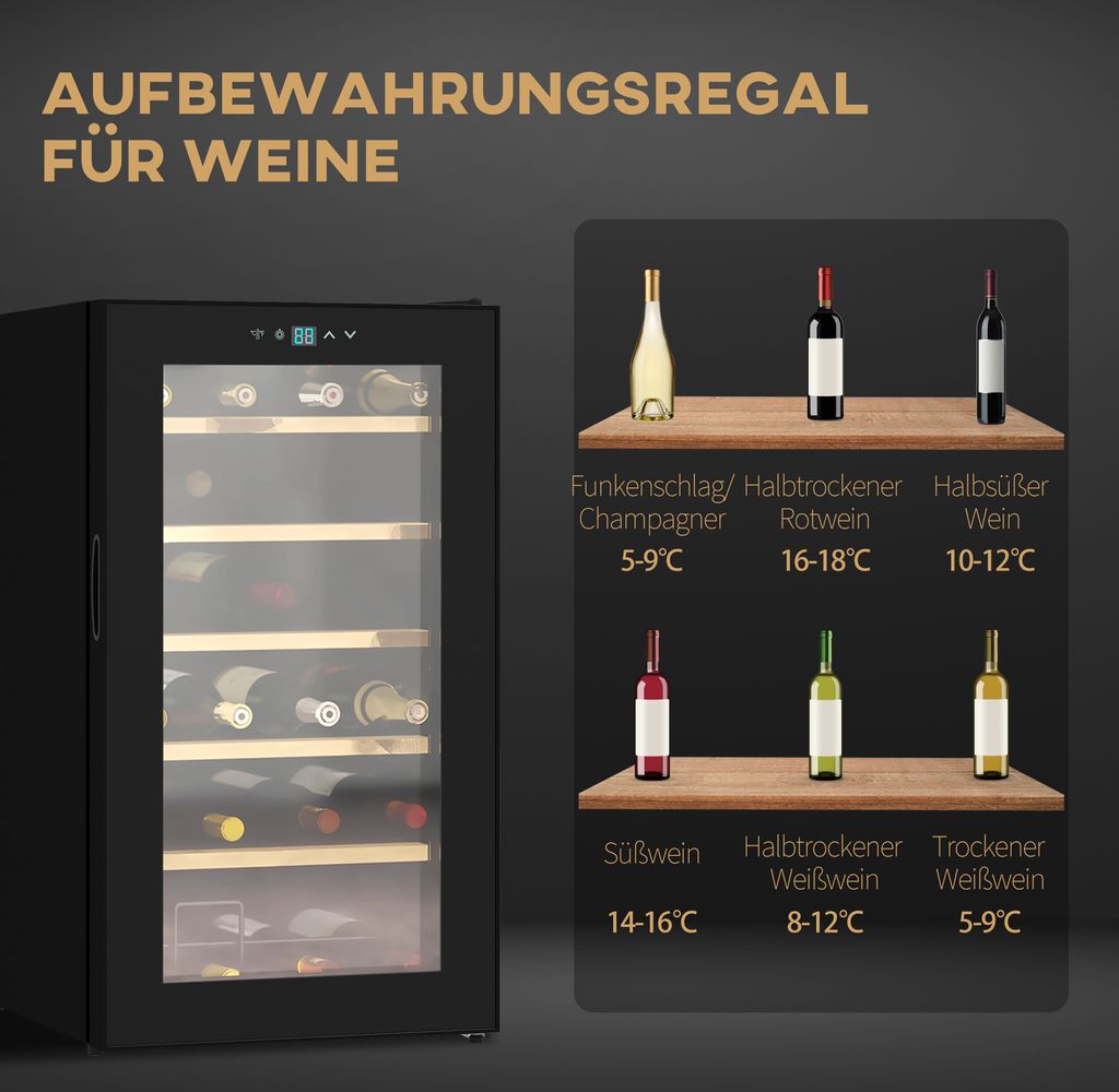 HOMCOM Weinkühlschrank, 65 L Getränkekühlschrank für 24 Produktbild 4