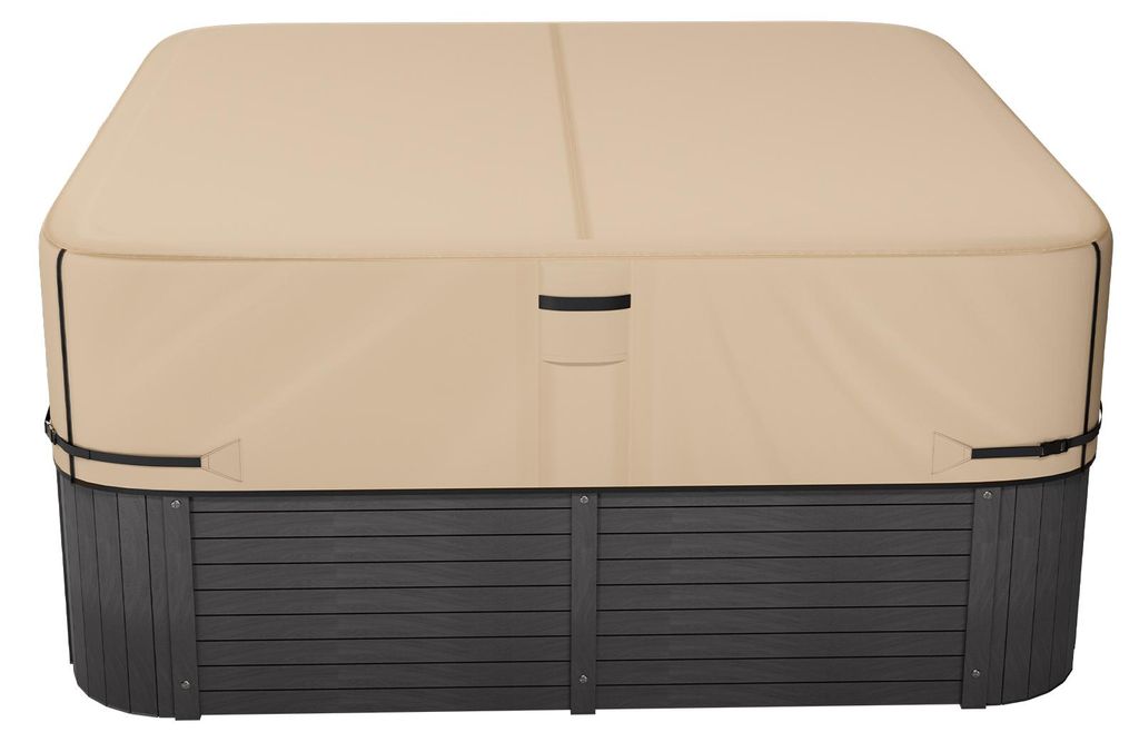 SucceBuy Abdeckung für Whirlpool (2285 x 2285 x 508 mm), wetterfest und wasserdicht, Staubschutz aus strapazierfähigem Oxford-Gewebe mit 950 N Re...