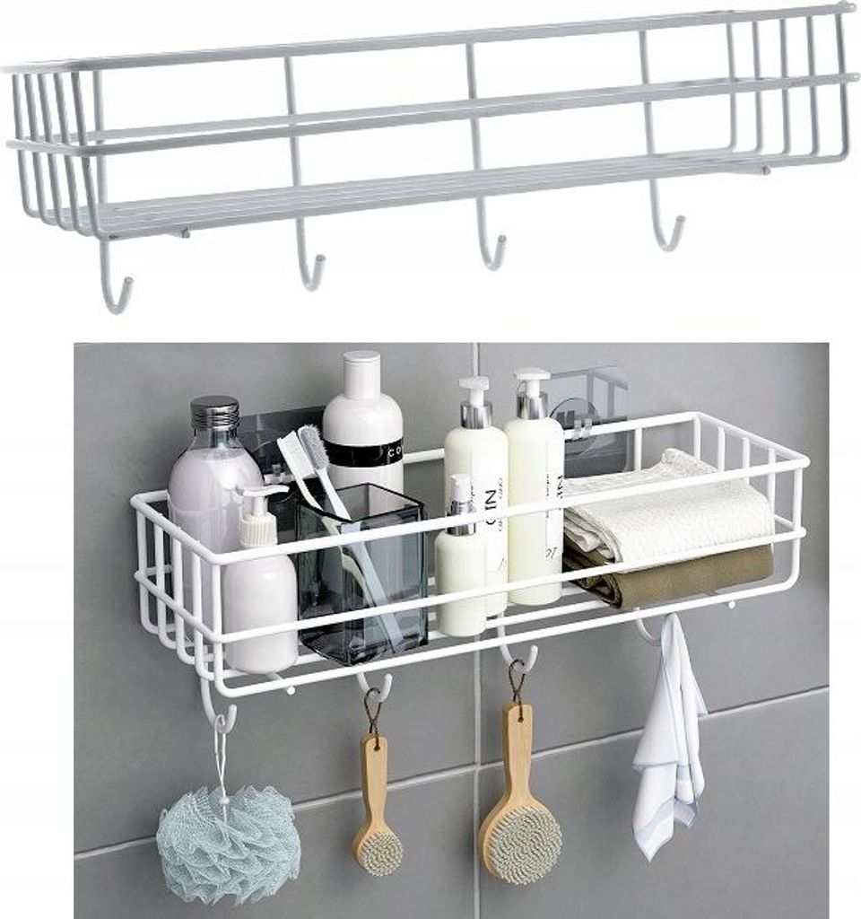 Badezimmer-Duscheregal zum Aufhängen, Weiß, Metall