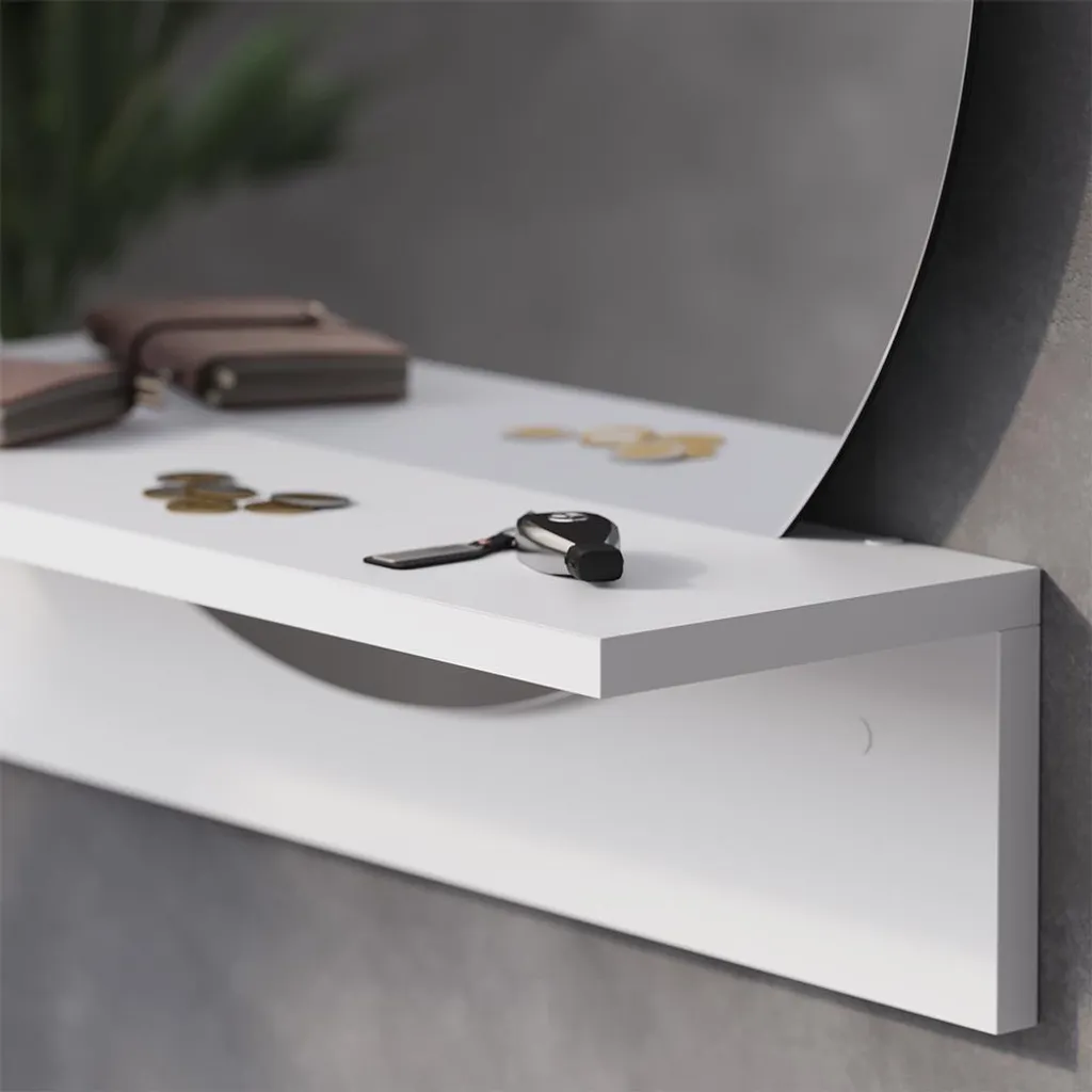Miroir avec tablette Vicco Elyra 50 cm blanc rangement intégré chic