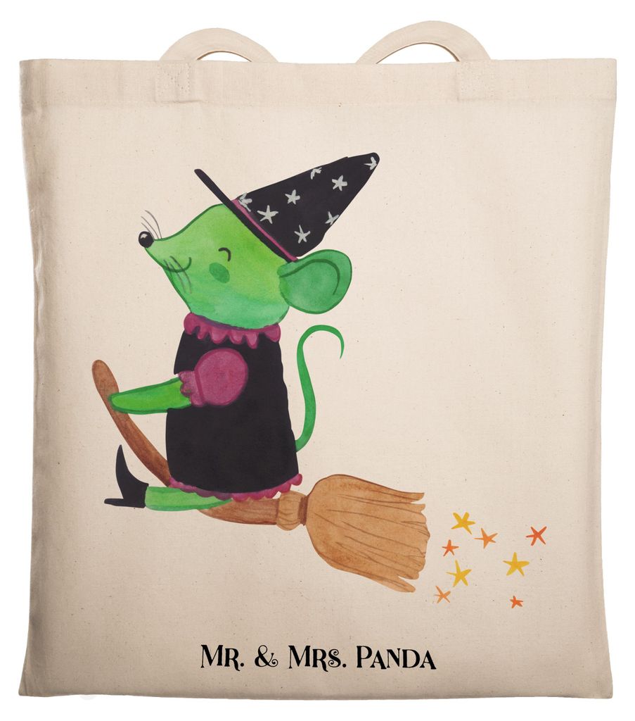 Mr. & Mrs. Panda Einkaufstasche Hexe Fliegt - Transparent - Geschenk, Shopping Tasche, canvas, Schultasche, Tote Bag, Dekoration, Jutebeutel