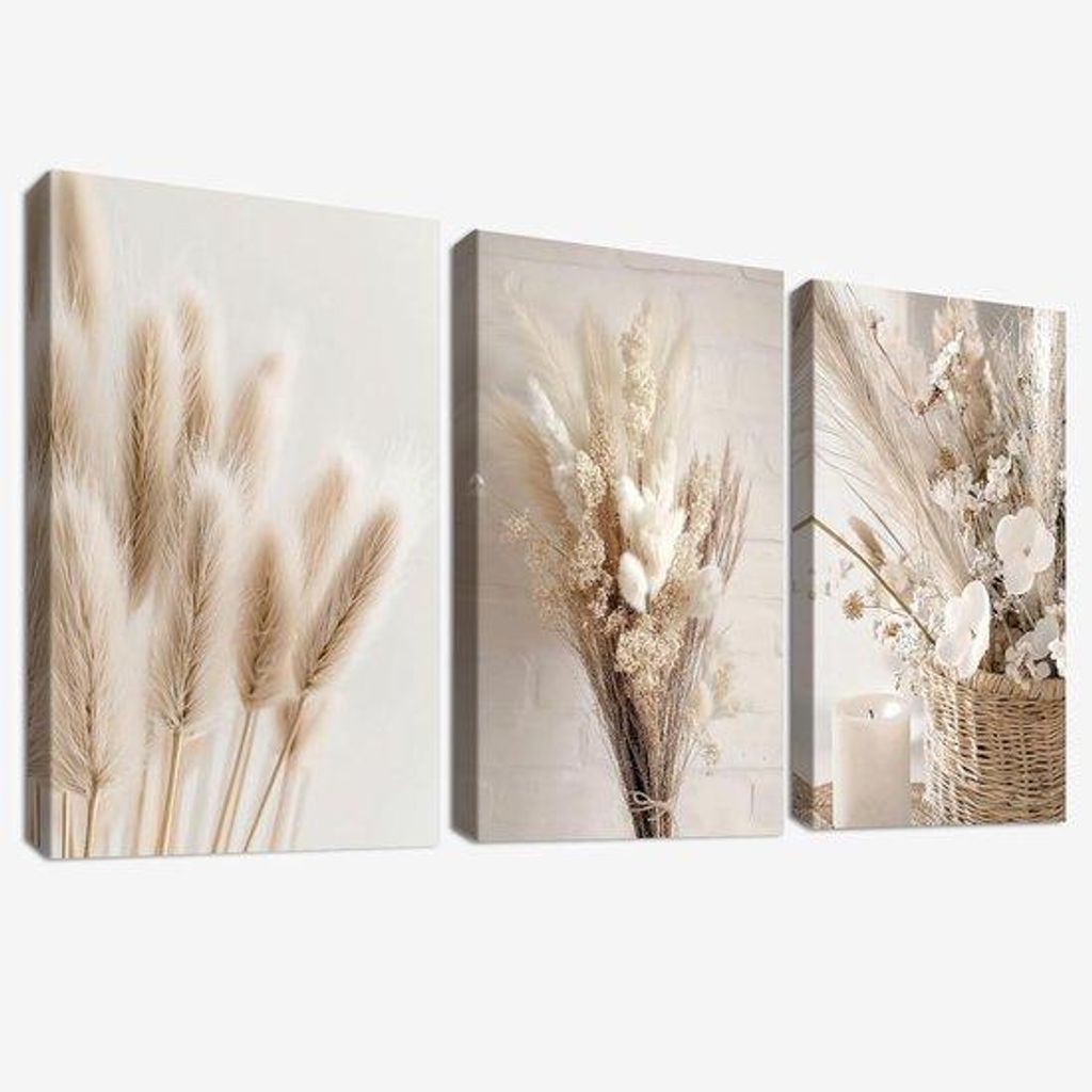 Famanu Wanddecoratieset van 3 – Pampasgras en gedroogde Productafbeelding 