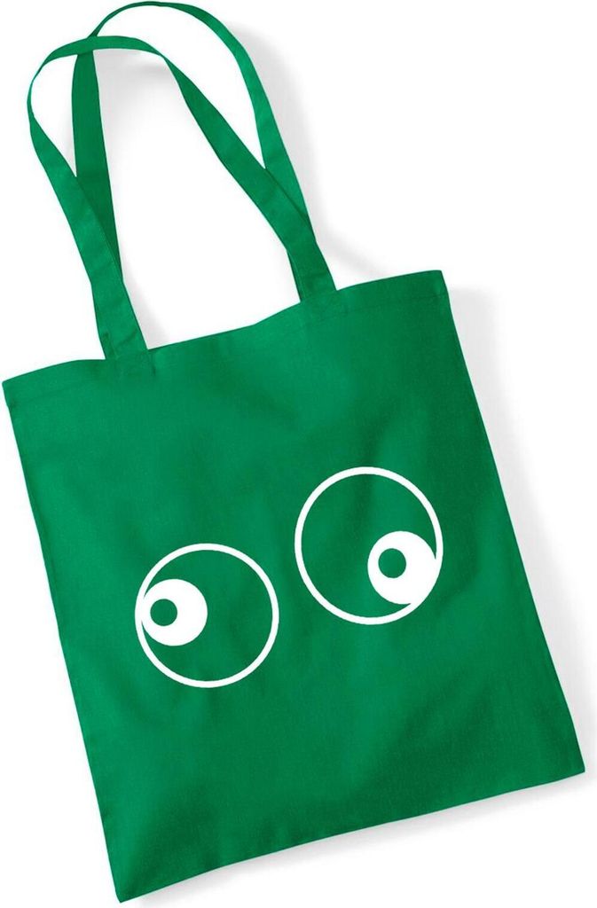 Huuraa Jutebeutel Freaky Eyes 10 Liter Kelly Green Baumwolle Tasche Geschenkidee
