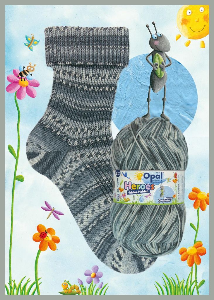 Opal Heroes Pullover- u. Sockenwolle 4-fädig 100g/425m 75% Schurwolle/25% Polyamid 11543 Gustav Gladiator
