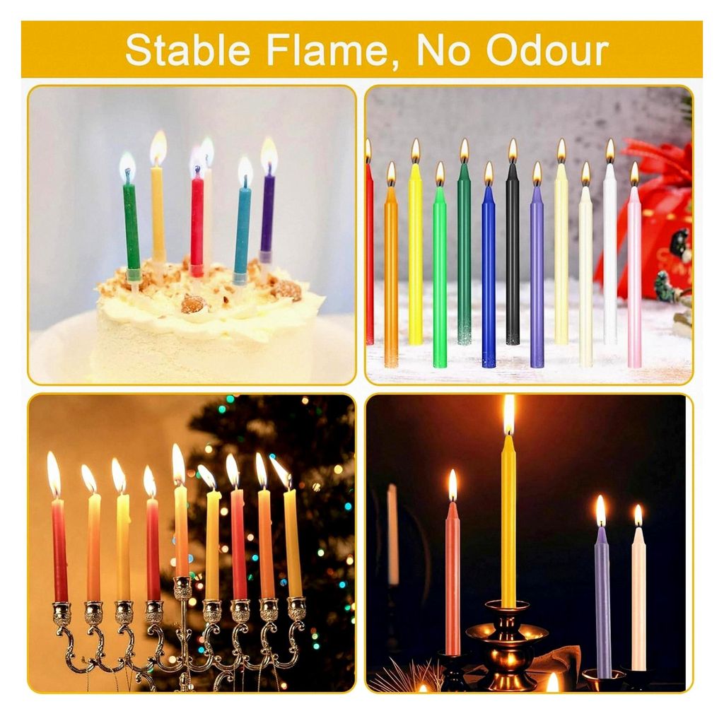 Bunte Stabkerzen, 24 kleine Kerzen (16 cm hoch), Tropffreie Spitzkerzen für Weihnachten, Chime, Vigil, Wicca-Altar, Rituale, Gebete, Hochzeit & Pa...