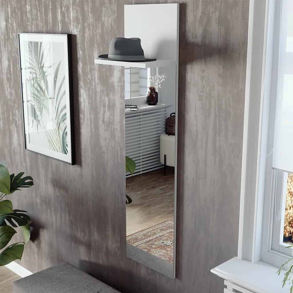 Specchio Appendiabiti Ingresso Siri Bianco 36x135 | Design Vicco Moderno