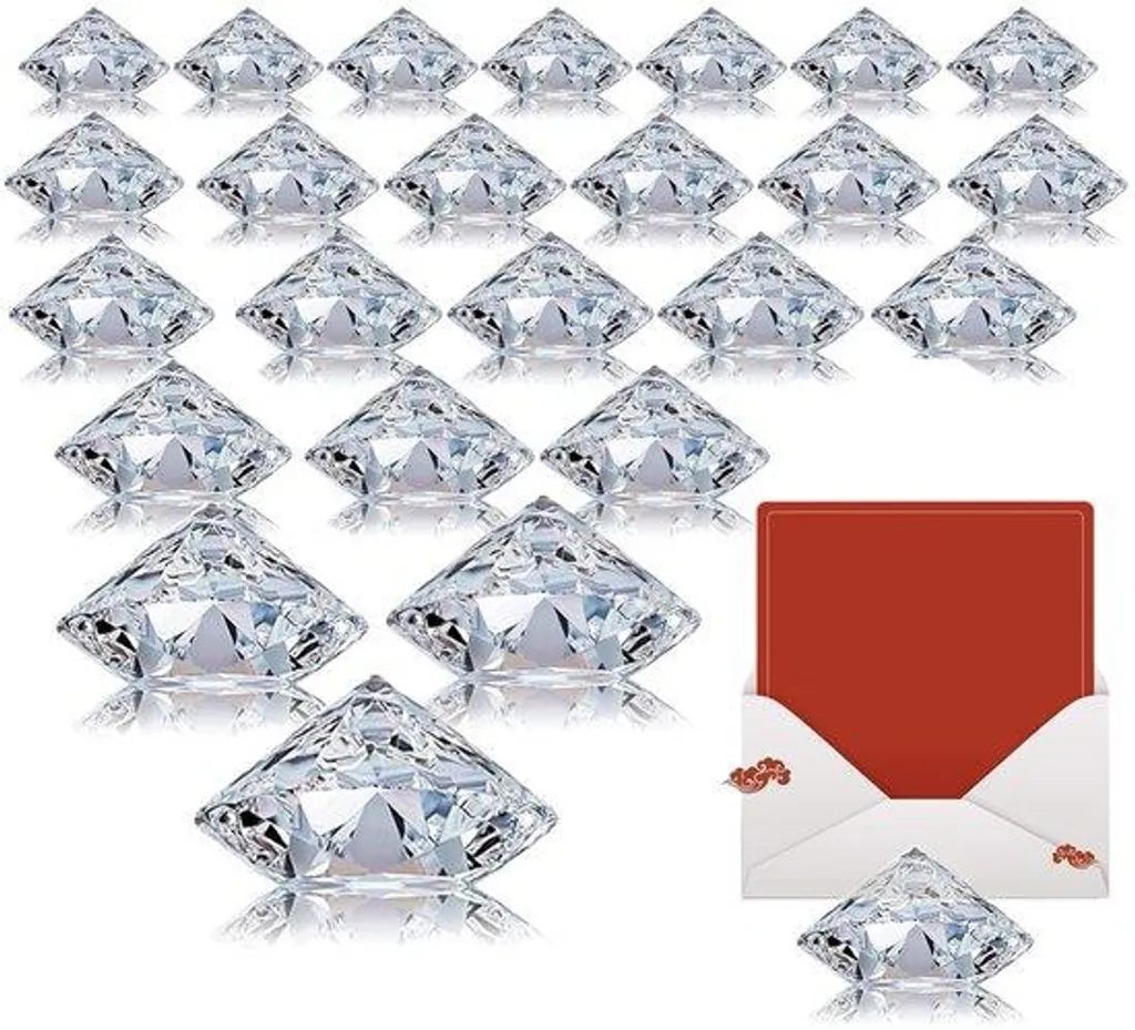 Porte-cartes diamant transparent 24 pièces pour décoration de table chic