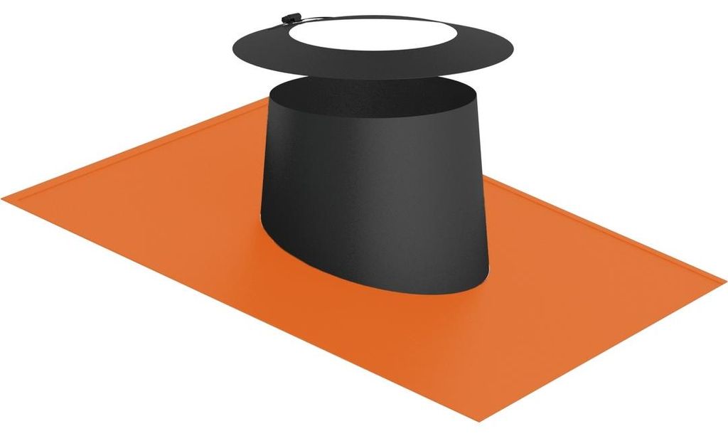 Jeremias DW-Black Dachdurchführung 200mm 5-15 Grad Elastomerrand rot Wetterkragen für Schornstein wasserdicht Abgasanlage Edelstahl Doppelwandig