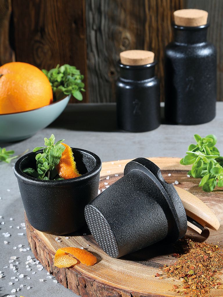 ZASSENHAUS Mörser Gusseisen schwarz 3teilig Produktbild 4