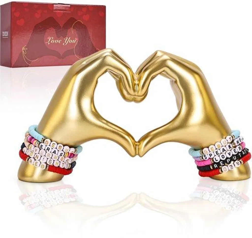 Duo de figurines Modern Love en résine dorée : finition luxe haute qualité
