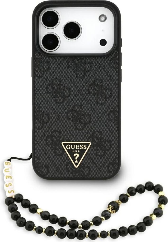 Guess 4G Strap Triangle Logo MagSafe - Hülle für iPhone 17 Pro (Schwarz)