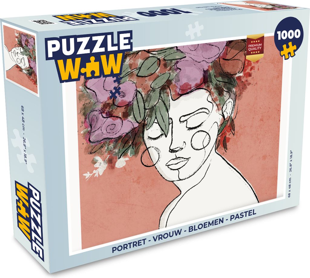 MuchoWow Puzzle 1000 Teile Porträt - Frau - Blumen - Pastell - Erwachsene - Rätsel