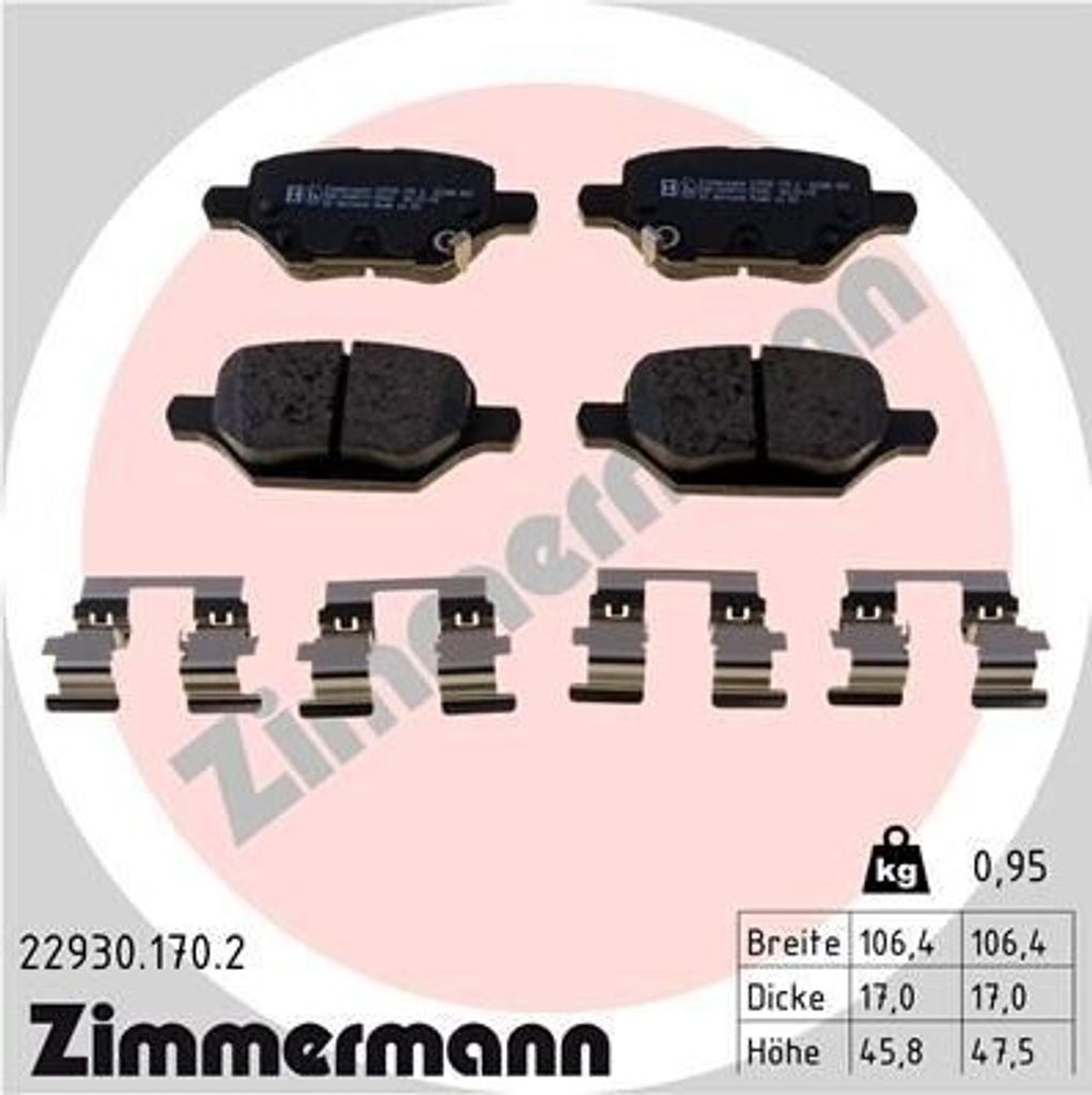 ZIMMERMANN 22930.170.2 - Bremsbeläge für Trax, Mokka X (J13)
