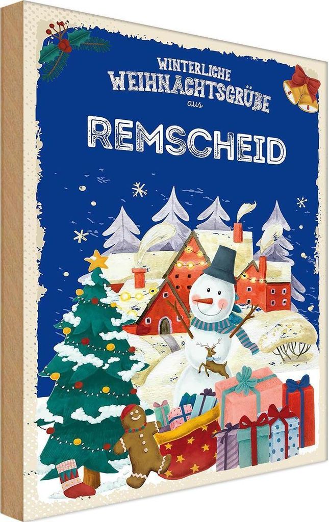 vianmo Holzschild 18x12 cm Weihnachtsgrüße REMSCHEID Weihnachten