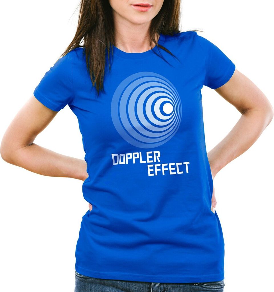 style3 Doppler Effect Damen T-Shirt, Farbe:Blau, Größe:M