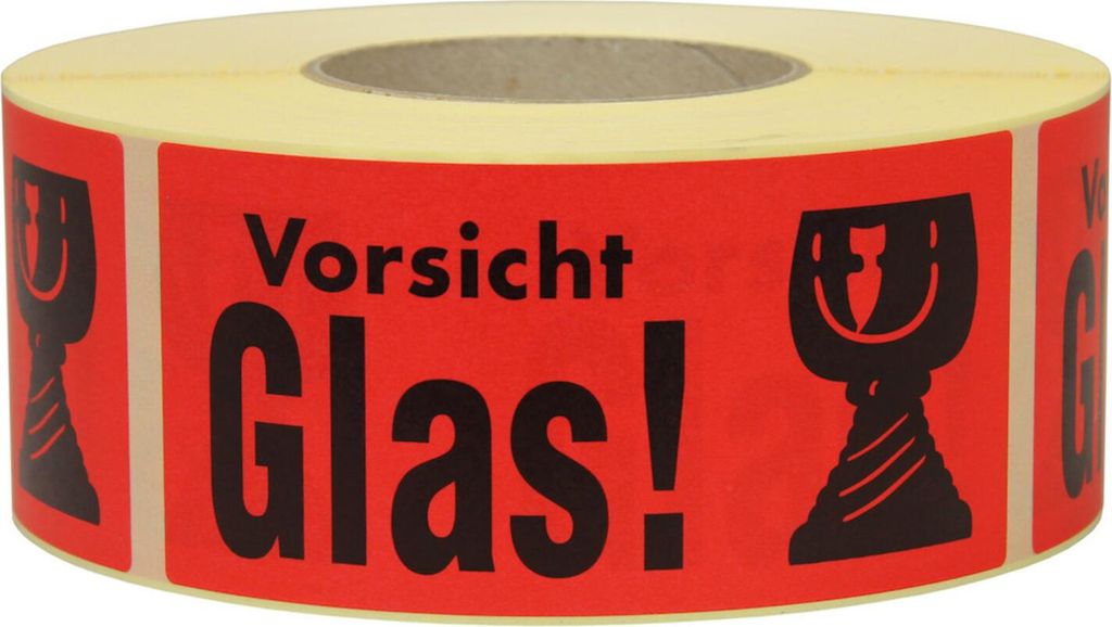 TransPak Hinweis Etiketten Vorsicht Glas 1.000 Stk/Rolle