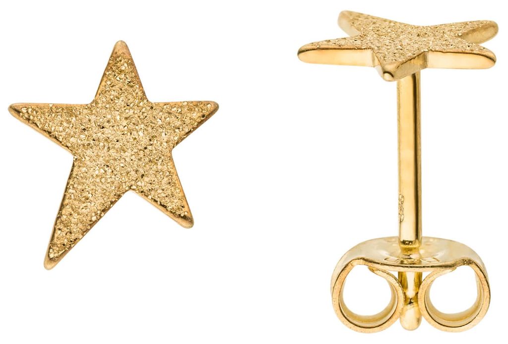 Ohrstecker Sterne mit Glitzereffekt 7,4x8,7mm aus 375 Gold Produktbild 