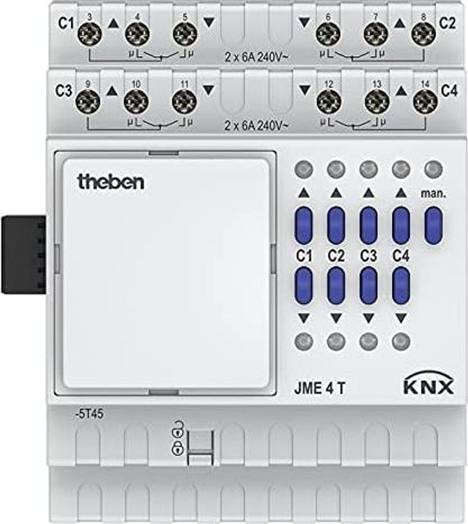 Theben JME 4 T KNX 4-fach Jalousieaktor Erweiterungsmodul, MIX2 Serie Grundmodul