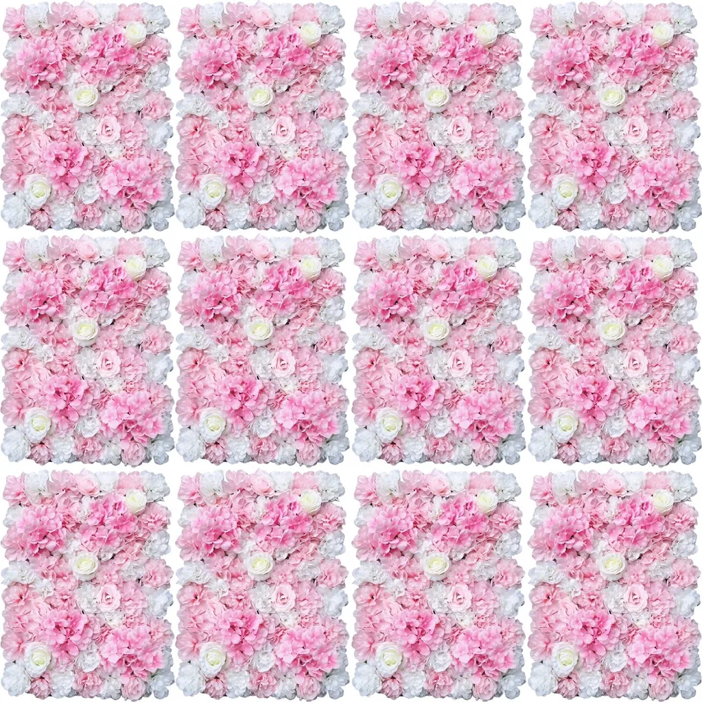 Mur de fleurs artificielles pour mariage et shooting photo lot de 12