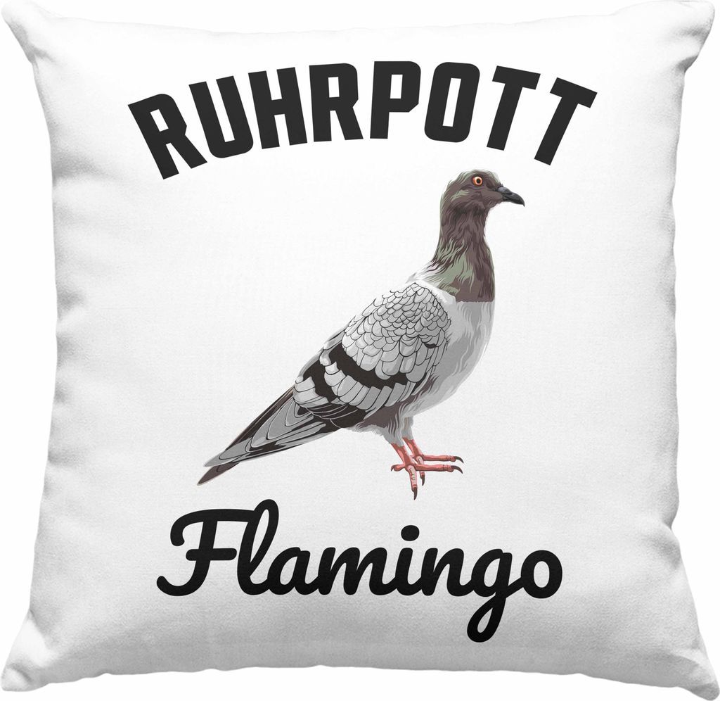 Trendation - Taubenzüchter Geschenk Zaubenzucht Zubehör Tauben Deko-Kissen mit Füllung 40x40 Lustiger Spruch Taubenflüsterer Becher Ruhrpott Fl...