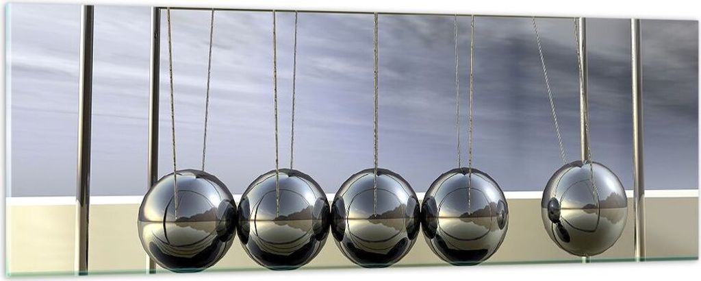 Bilder auf glas - Chrom Kugeln Wissenschaft - 90x30cm - Glasbilder - Wandbilder - Kunstdruck - zum Aufhängen bereit - Wanddekoration aus Glas - Gl...