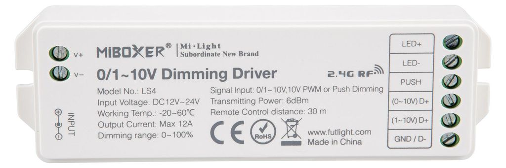 2.controller wireless 4G LS4PUSH/ 0-10V/1-10V Dimmer 12-24V Immagine del prodotto 