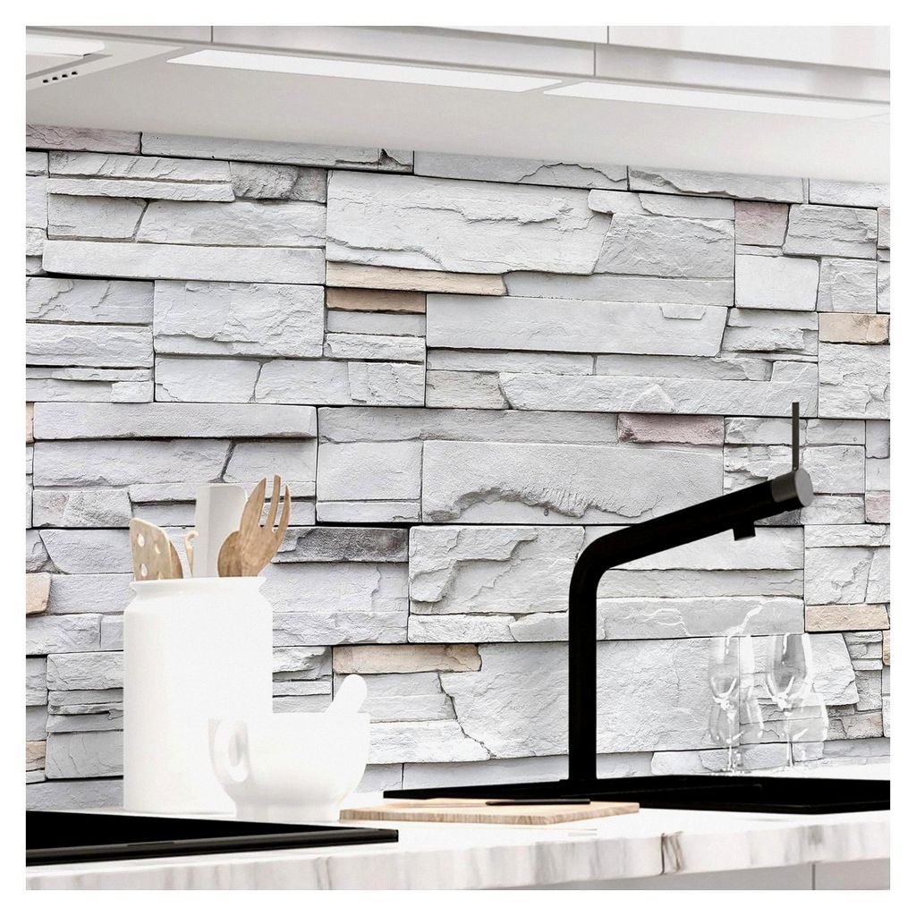 Selbstklebende Küchenrückwand Matt - 0,5 mm verstärkte PET-Folie, zuschneidbar, Spritzschutz 60 x 400 cm