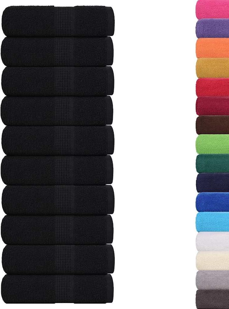 vidaXL Gästetücher FROGN 10 Stk. Schwarz 30x50 cm 360 g/m²