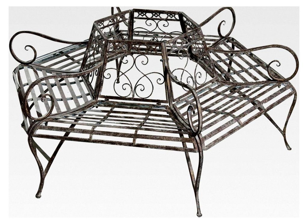 Runde Baumbank 153x153x86 cm | Metallbank für den Garten | Wetterfeste Sitzbank | Gartenbank aus Metall