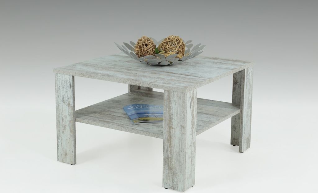 Couchtisch Tisch "Loco 2" 68x68 cm mit Ablageboden Vintage Eiche
