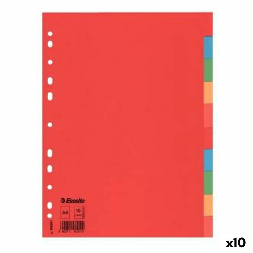 Esselte Multicoloured Card Dividers, 225 mm, 3 mm, 115 g, Multi