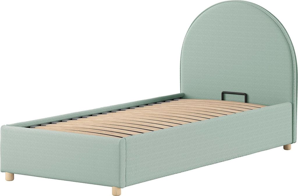 FURNLUX Kids Single Bed Moon Green 90x200cm / Hauptfarbe: Grün / Abmessungen: 98 x 214 x 105 cm