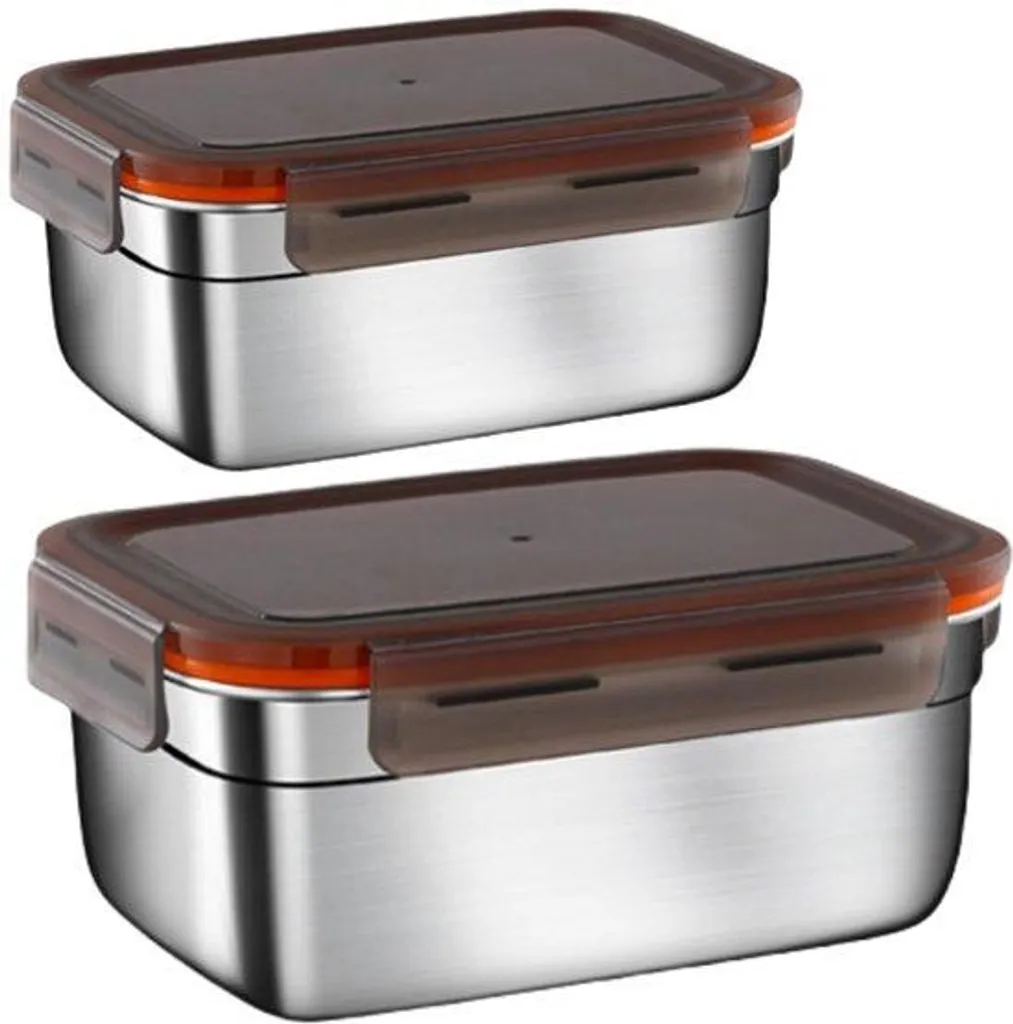Boîte de transport pour repas acier inox - Lot de 2 spécial bureau