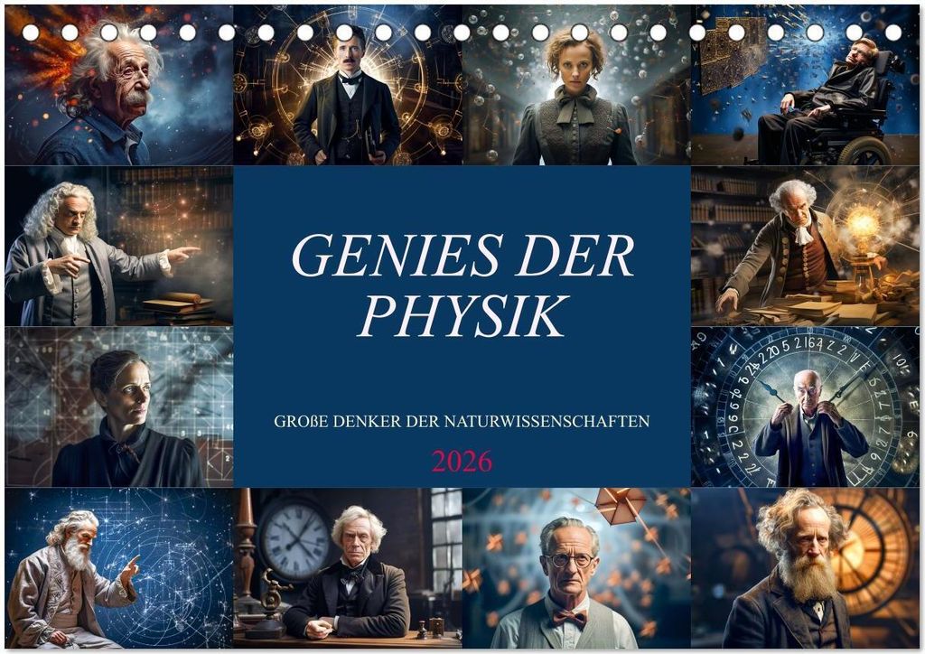 Genies der Physik (Tischkalender 2026 DIN A5 quer), CALVENDO Monatskalender