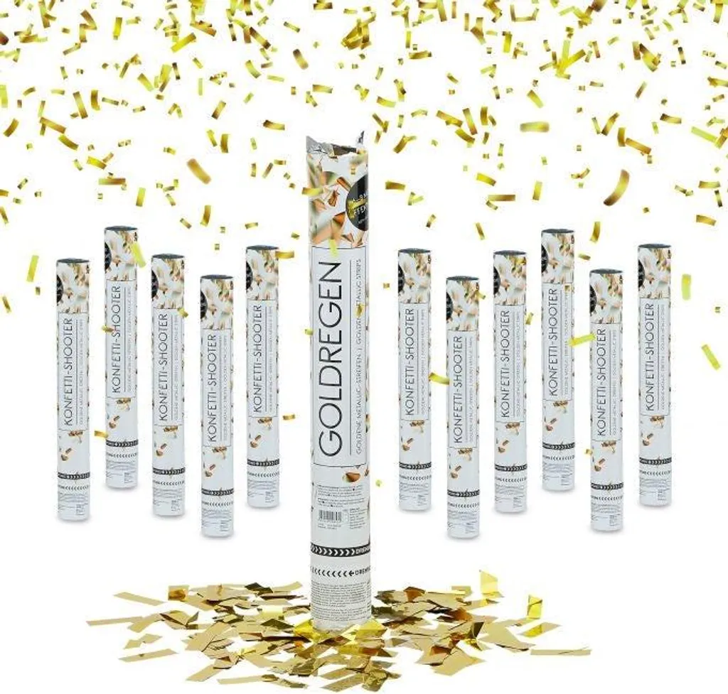 Canon à confettis Pluie d'Or 40cm - Lot de 12 lanceurs pour mariage