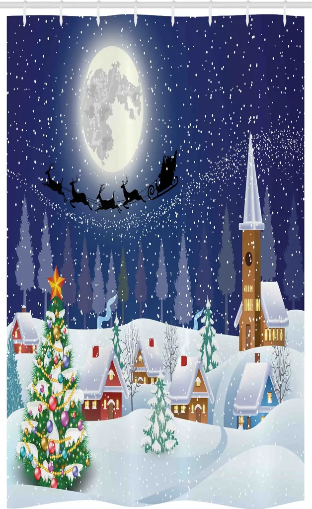 Tenda Doccia Poliestere 120x180 ABAKUHAUS - Stampa Natale 3D
