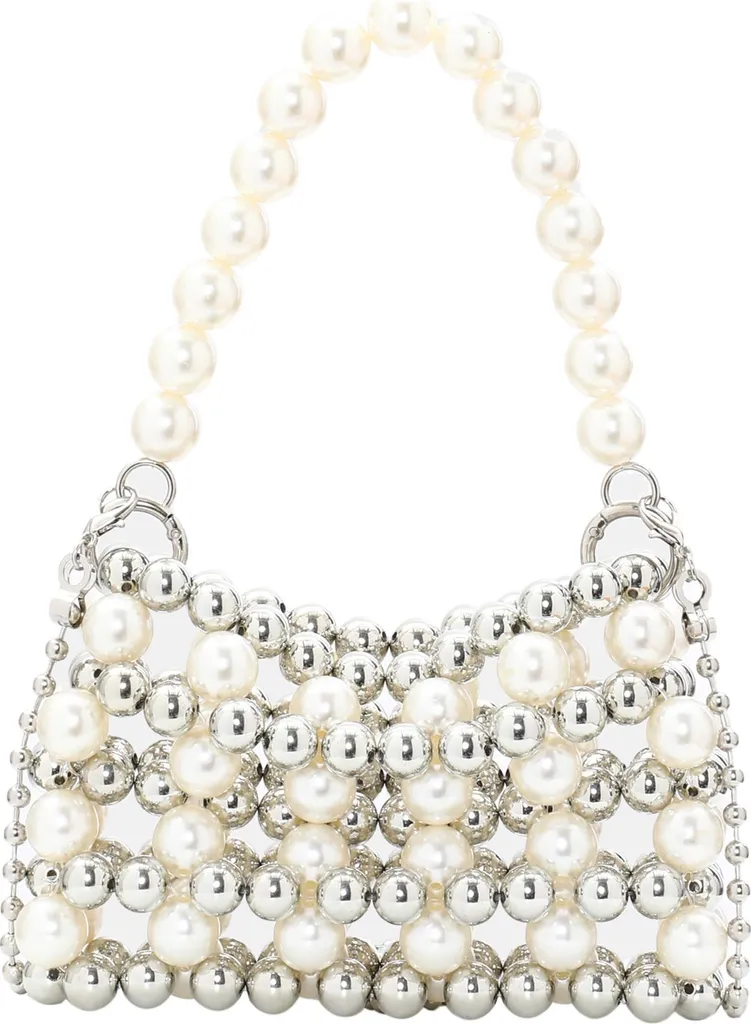 Petit Sac à Main Porté Épaule pour Femme en Laine Chinée Coloris Blanc