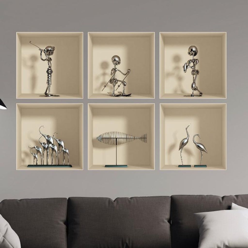 Packung mit 6 3D-Design-Posenaufklebern aus Aluminium, 60 x 90 cm