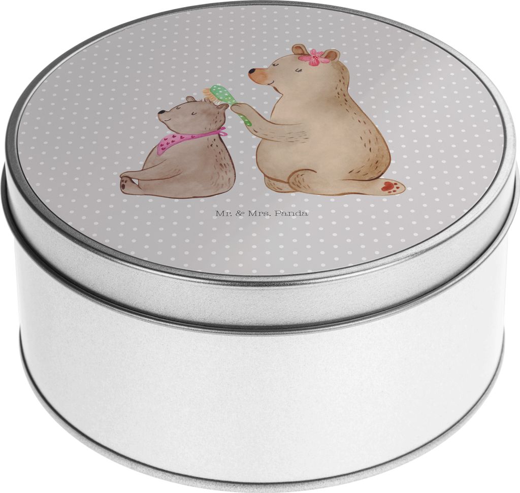 Mr. & Mrs. Panda Blechdose Bär Kind - Grau Pastell - Geschenk, Mama, Bruder, Vorbild, Dose, Kaffeedose, Muttertag, Vorratsdosen, Familie, keksdose...