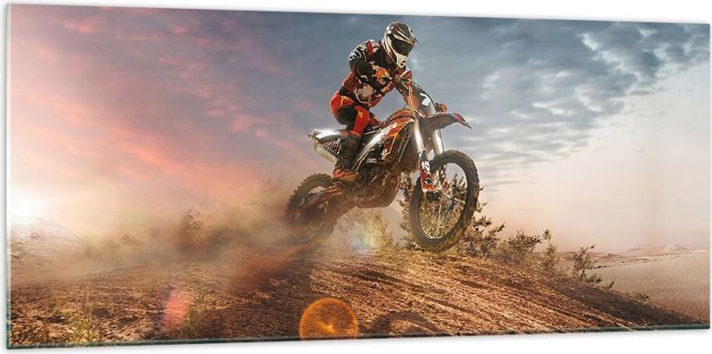 Bilder auf glas - Motor Reiten Helm - 120x50cm - Glasbilder - Wandbilder - Kunstdruck - zum Aufhängen bereit - Wanddekoration aus Glas - Glas Bild...