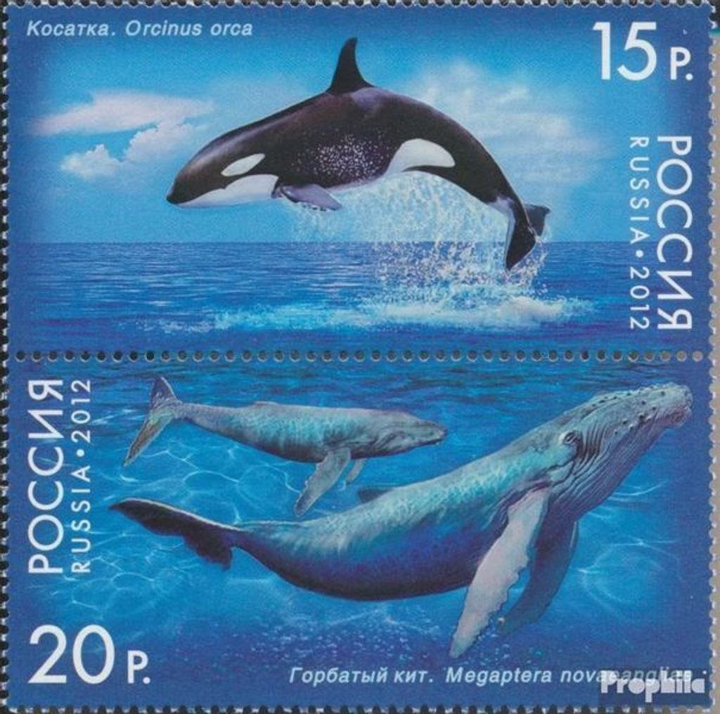 Briefmarken Russland 2012 Mi 1788-1789 Paar (kompl.Ausg.) postfrisch Wale