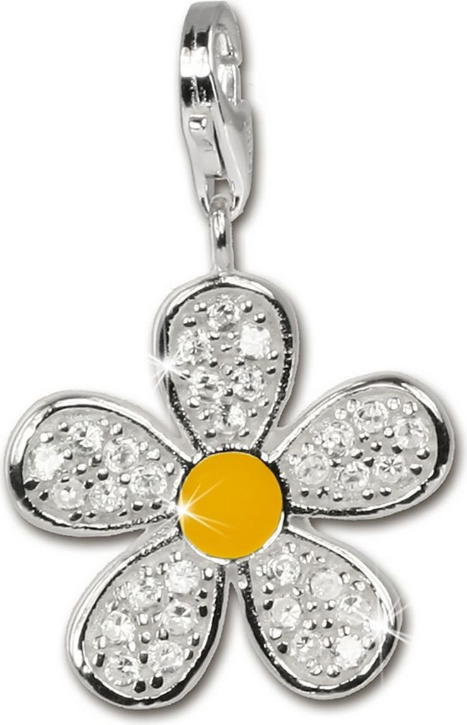 SilberDream 925er Charm Blume Echt Silber Schmuck Anhänger gelb Zirkonia D2FC4119
